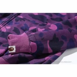 Hypeyourbeast BAPE Shark Head Classic Embroidered Camouflage Zip-Up Hoodie'PURPLE' Clothes