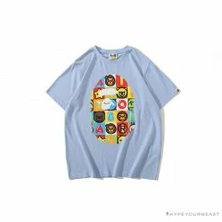 Hypeyourbeast BAPE Baby Milo Color Square Ape Head Tee Shirt 'BLUE' Clothes
