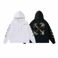 HypeYourBeast Off White Hoodie Embroidered Black Hoodies & Jackets