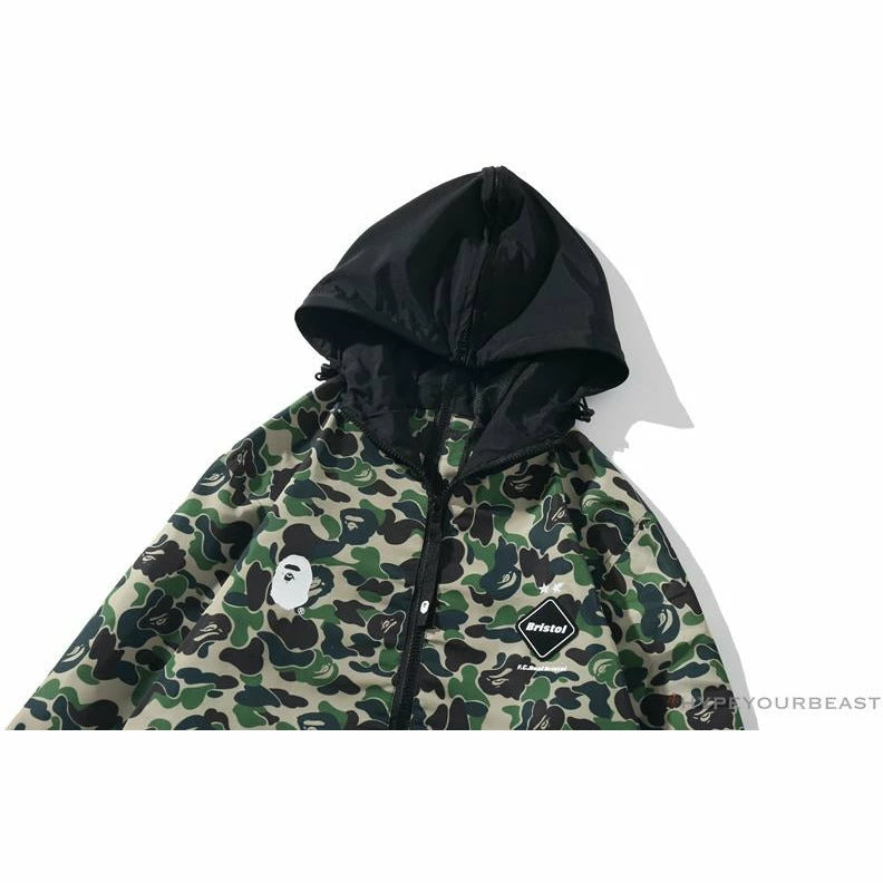 Hypeyourbeast BAPE X FCRB Joint Double Zip Camouflage Hoodie 'GREEN'