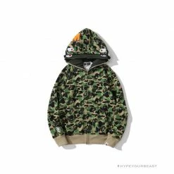 HypeYourBeast BAPE Camo Hoodie Shark Head 'GREEN'