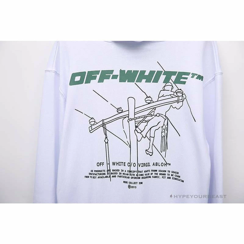 Hypeyourbeast OFF-WHITE Hand-Painted Utility Pole Worker Hoodie 'WHITE'