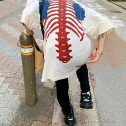 Hypeyourbeast OFF-WHITE Loose X Oversized Chest Tee Shirt'WHITE'