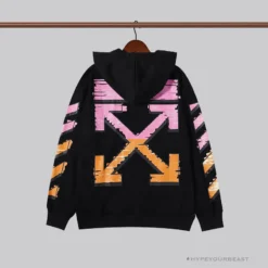 Hypeyourbeast OFF-WHITE Pink Orange Arrow Hoodie 'BLACK' Hoodies & Jackets