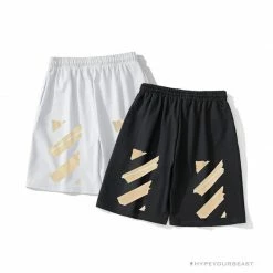 Hypeyourbeast Pants OFF-WHITE Explosive Strip Basic Arrow Shorts'WHITE'