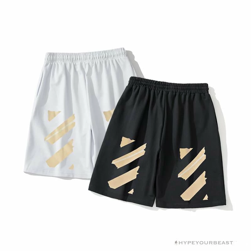 Hypeyourbeast Pants OFF-WHITE Explosive Strip Basic Arrow Shorts 'WHITE'