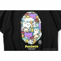 Hypeyourbeast Clothes BAPE Pokémon Co-branded Ape Head Tee Shirt'BLACK'