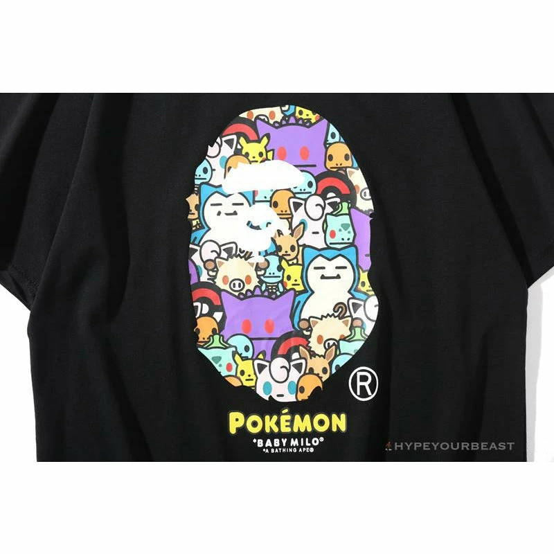 Hypeyourbeast Clothes BAPE Pokémon Co-branded Ape Head Tee Shirt 'BLACK'