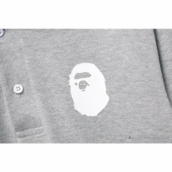 Hypeyourbeast BAPE Classic Ape Head Print Versatile Polo Shirt'GREY'