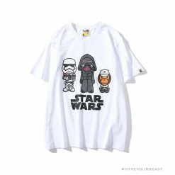 Hypeyourbeast BAPE X Star Wars Collaboration Black Warrior Tee Shirt 'WHITE' Clothes