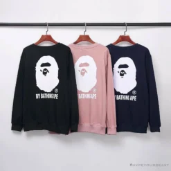 Hypeyourbeast Clothes BAPE Behind The Great Ape-Man Head Long Sleeve Shirt'BLACK'