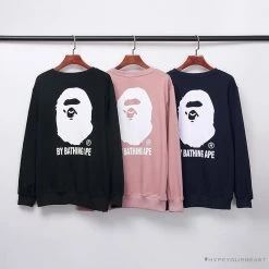 Hypeyourbeast BAPE Behind The Great Ape-Man Head Long Sleeve Shirt'PINK' Clothes