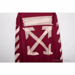 Hypeyourbeast OFF-WHITE Rubber Strip Arrow Hoodie'WINE RED'