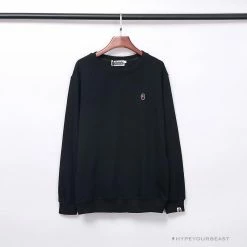 Hypeyourbeast Clothes BAPE Classic Ape Head Embroidered Long Sleeve Shirt 'BLACK'