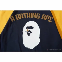 Hypeyourbeast Clothes BAPE Japanese Ninja Ape Man Raglan Sleeve Color Block Tee Shirt'YELLOW'