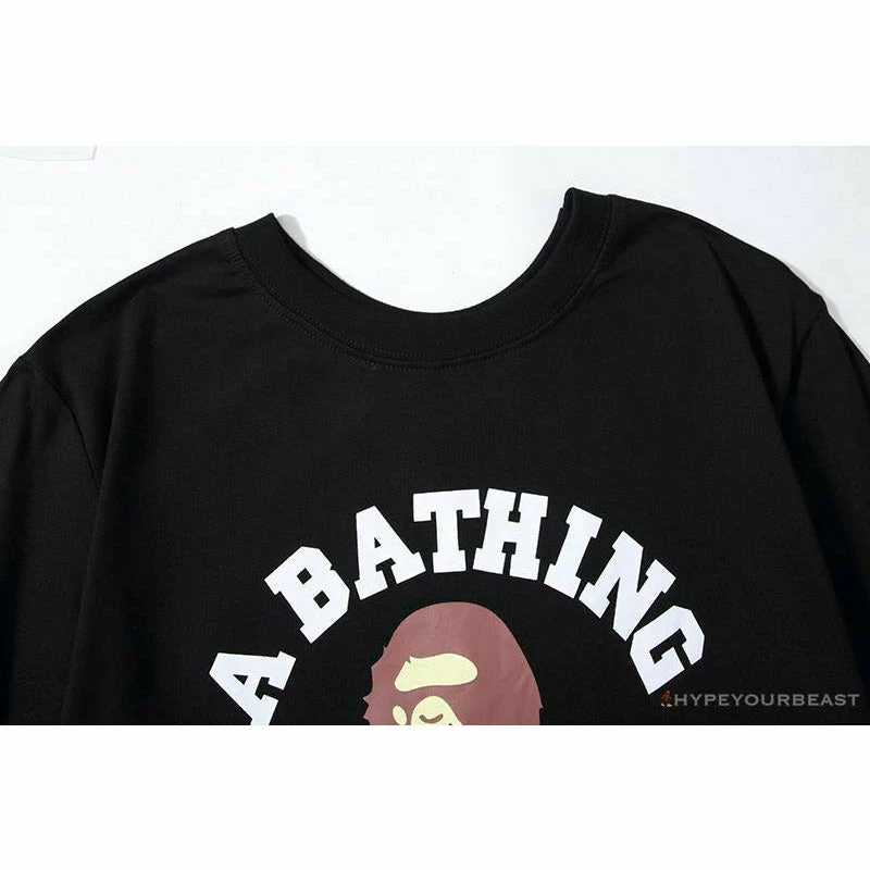 Hypeyourbeast BAPE Classic Basic Ape Man Head English LOGO Tee Shirt 'BLACK' Clothes