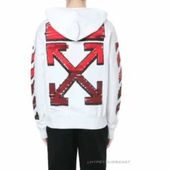 HypeYourBeast Off White Hoodie White Red Hoodies & Jackets