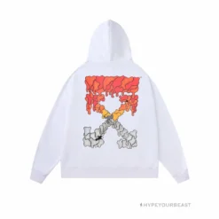 HypeYourBeast Off White Hoodie Red Orange - White Hoodies & Jackets