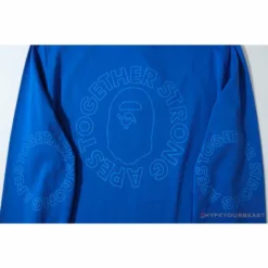 Hypeyourbeast BAPE APES TOGETHER English Alphabet Ape Head Long Sleeve Shirt'BLUE'