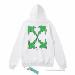 HypeYourBeast Off-White Green Hoodie - White Hoodies & Jackets