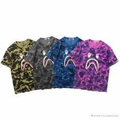 Hypeyourbeast BAPE Camouflage Shark Head Classic Cotton Short Sleeve Tee Shirt'BLUE' Clothes