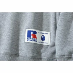 Hypeyourbeast BAPE X RUSSELL ATHLETIC Joint Pullover Long Sleeve Shirt'GREY'
