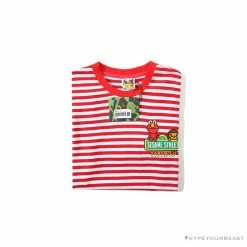 Hypeyourbeast BAPE Baby Milo Sesame Street Striped Tee Shirt'RED'