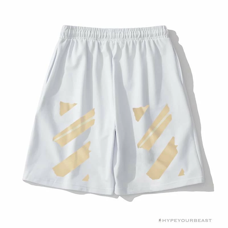 Hypeyourbeast Pants OFF-WHITE Explosive Strip Basic Arrow Shorts 'WHITE'