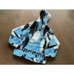 HypeYourBeast Supreme Penguins Hooded Fleece Jacket Blue Hoodies & Jackets