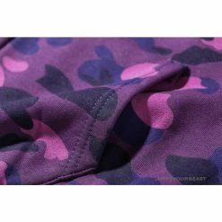 Hypeyourbeast BAPE Shark Head Classic Embroidered Camouflage Zip-Up Hoodie'PURPLE' Clothes