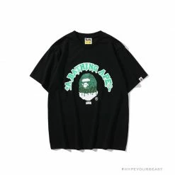 Hypeyourbeast Clothes BAPE Paint Splash Green Camouflage Tee Shirt 'BLACK'