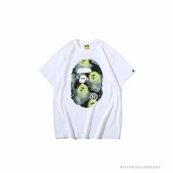 Hypeyourbeast BAPE Green Ape Head Blue Storm Tee Shirt 'WHITE' Clothes