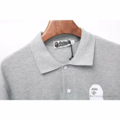 Hypeyourbeast BAPE Classic Ape Head Print Versatile Polo Shirt'GREY'