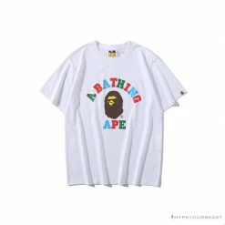 Hypeyourbeast Clothes BAPE Little Ape Head Colorful Classic Tee Shirt 'WHITE'