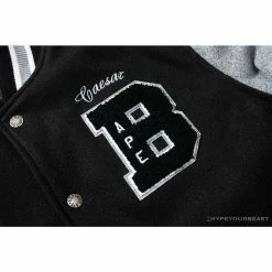 Hypeyourbeast BAPE Embroidered STA Star Stitched Woolen Baseball Jacket'BLACK'
