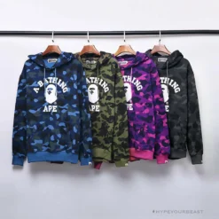 Hypeyourbeast Clothes BAPE X Bathing Ape Head Camouflage Hoodie'GREEN'
