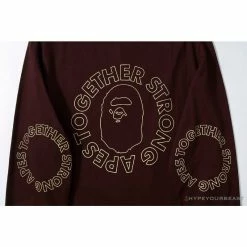 Hypeyourbeast BAPE APES TOGETHER English Alphabet Ape Head Long Sleeve Shirt'WINE RED' Clothes