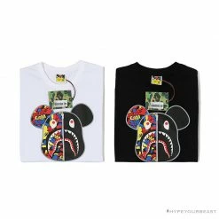 Hypeyourbeast BAPE Violent Bear Color Stitching Tee Shirt'WHITE' Clothes