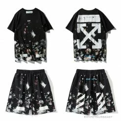 Hypeyourbeast Pants OFF-WHITE Hot Starry Sky Fireworks Shorts'BLACK'