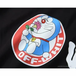 Hypeyourbeast OFF-WHITE Graffiti Letter Doraemon Tee Shirt' BLACK' T-Shirts