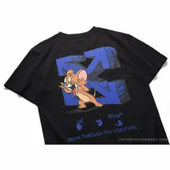 Hypeyourbeast T-Shirts OFF-WHITE Classic Animated Tom And Jerry Arrow Tee Shirt'BLACK'