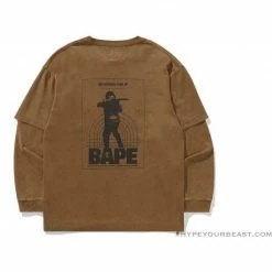 HypeYourBeast Bape Long Sleeve Tee Shirt Brown