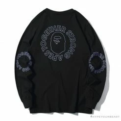 Hypeyourbeast Clothes BAPE APES TOGETHER English Alphabet Ape Head Long Sleeve Shirt 'BLACK'