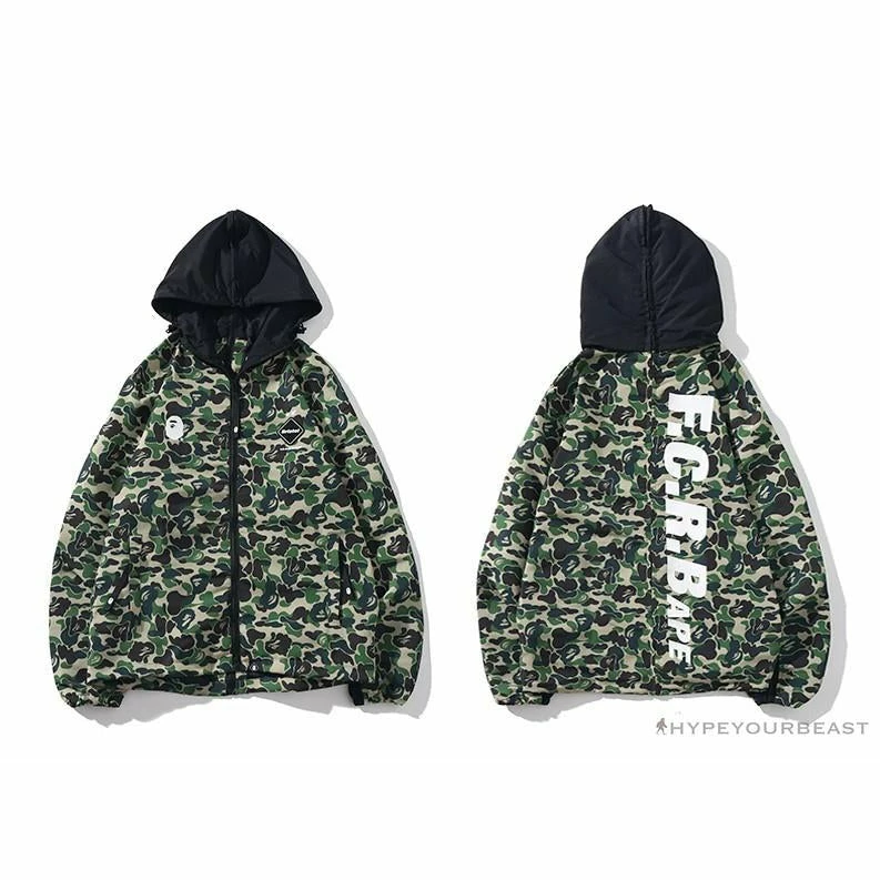 Hypeyourbeast BAPE X FCRB Joint Double Zip Camouflage Hoodie 'GREEN'