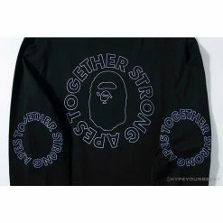 Hypeyourbeast Clothes BAPE APES TOGETHER English Alphabet Ape Head Long Sleeve Shirt'BLACK'