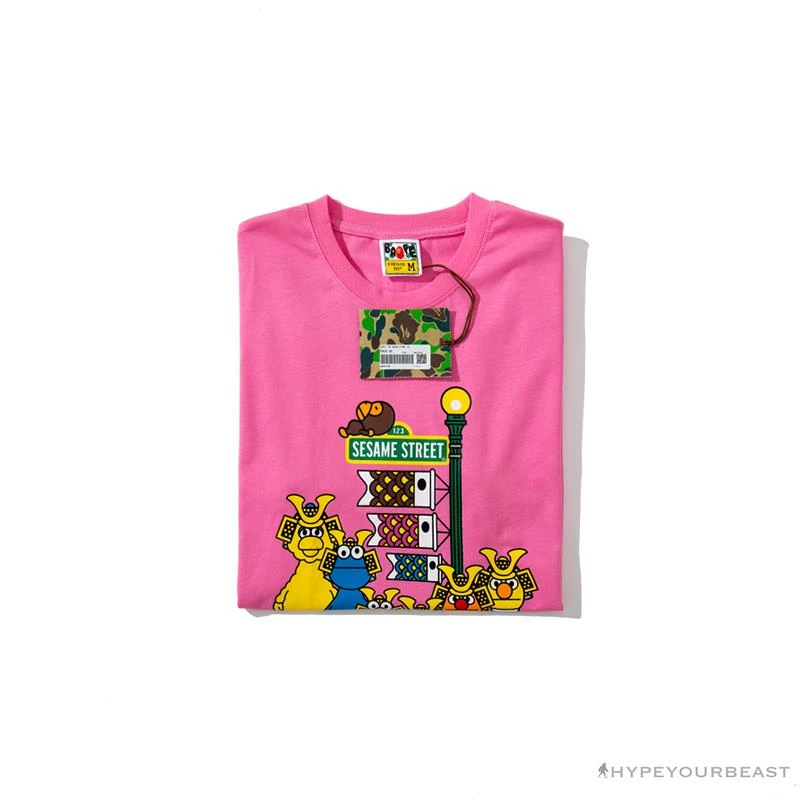 Hypeyourbeast Clothes BAPE Baby Milo Sesame Street Carp Streamer Tee Shirt 'PINK'
