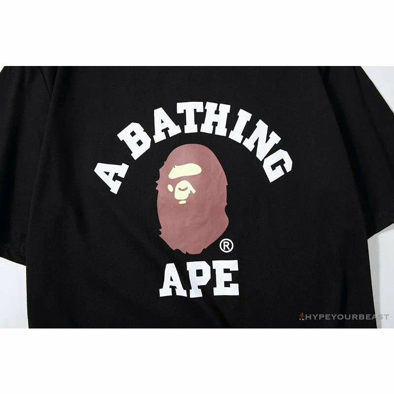 Hypeyourbeast BAPE Classic Basic Ape Man Head English LOGO Tee Shirt 'BLACK' Clothes