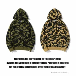 HypeYourBeast BAPE Camouflage Kangaroo Hooded Hoodie Yellow Clothes