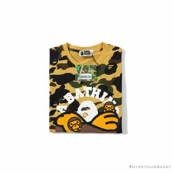 Hypeyourbeast Clothes BAPE KIDS Elbow Hug Gorilla Camouflage Tee Shirt'YELLOW'