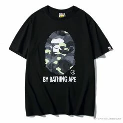 Hypeyourbeast Clothes BAPE Luminous Spots Camouflage Great Ape Man Black Head Cotton Short Sleeve Tee Shirt 'BLACK'